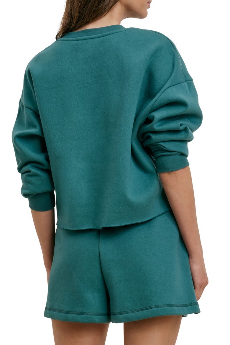 Cropped Collegiate Sweatshirt, Alternate, color, EMERALD/ OFF WHITE