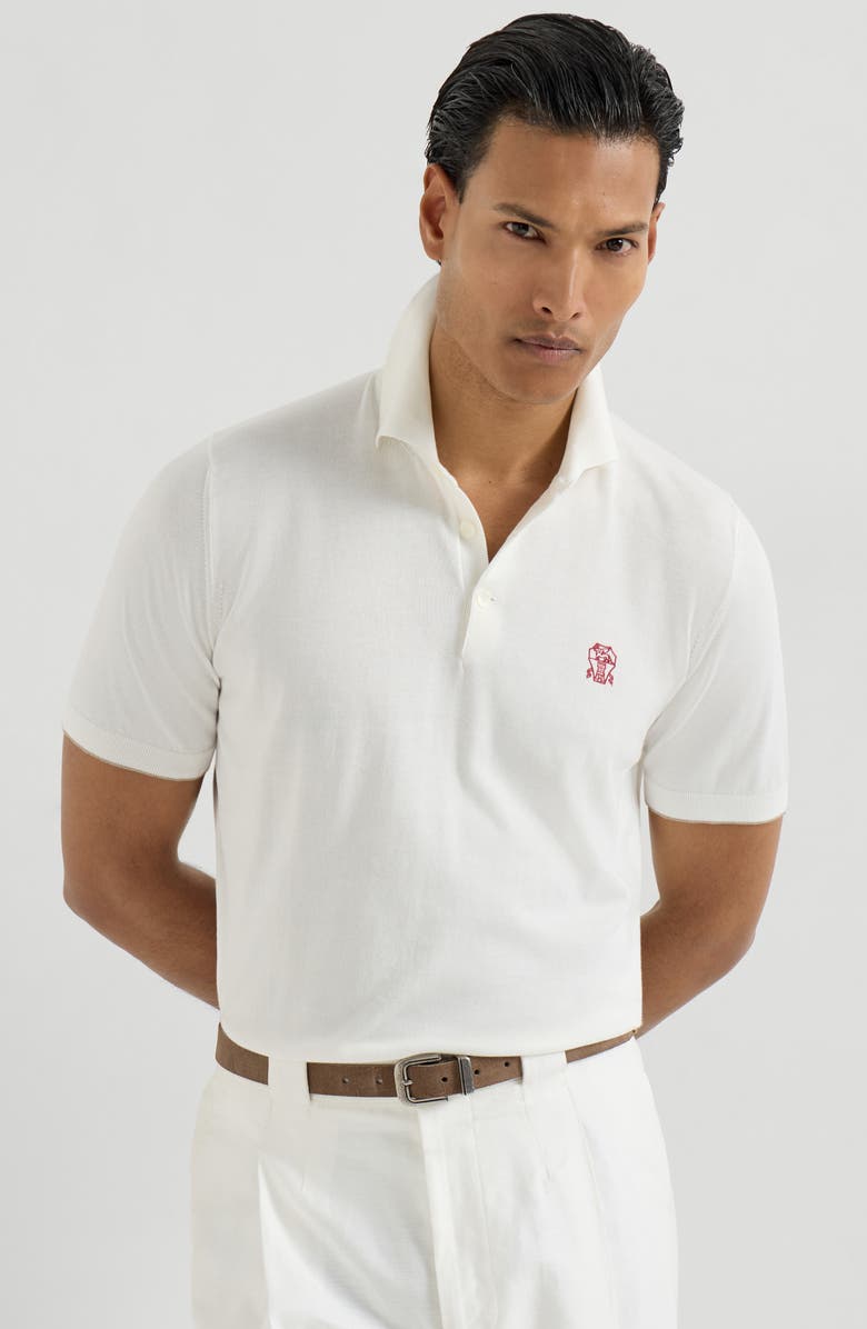 Brunello Cucinelli Lightweight knit Polo, Alternate, color, Panama