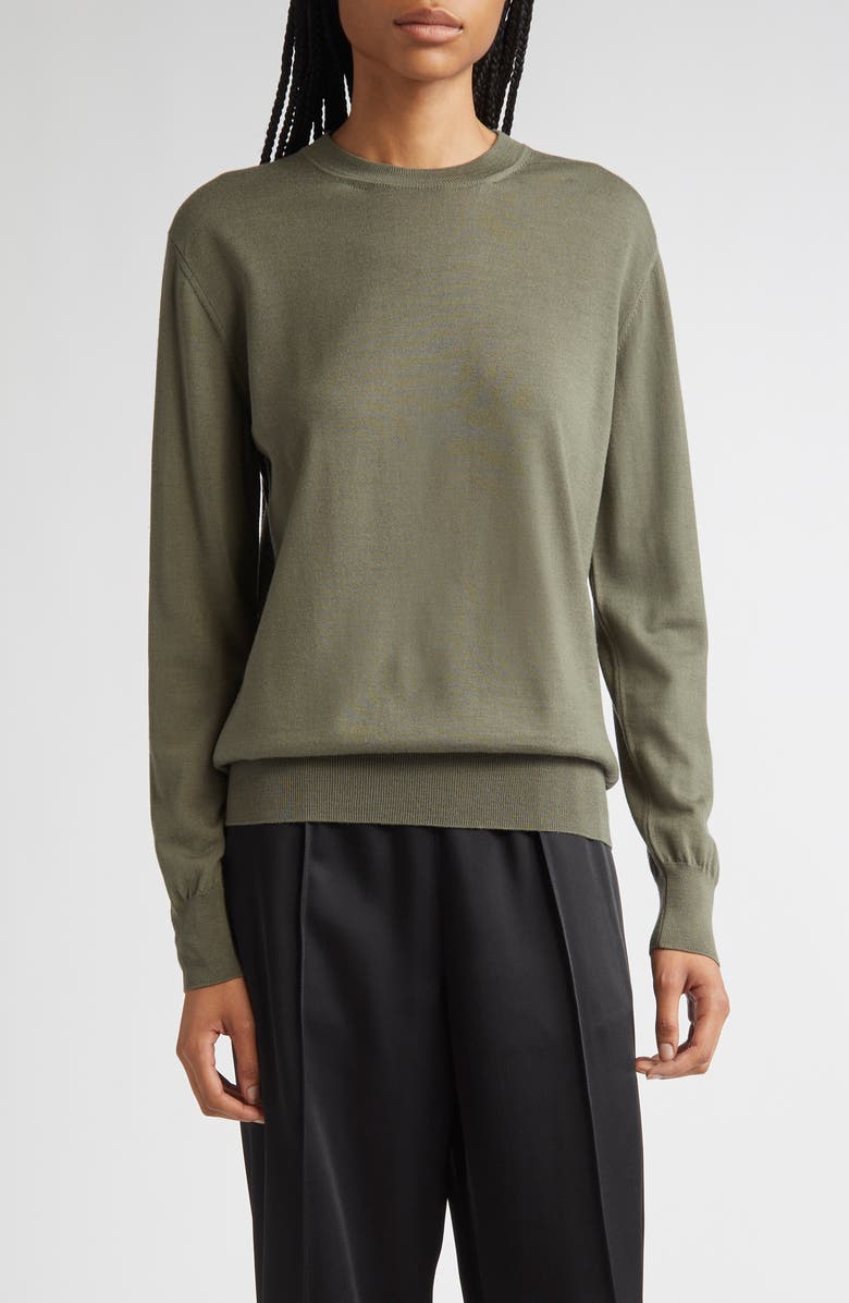 Jil Sander Superfine Merino Wool Crewneck Sweater, Main, color, Thyme Green