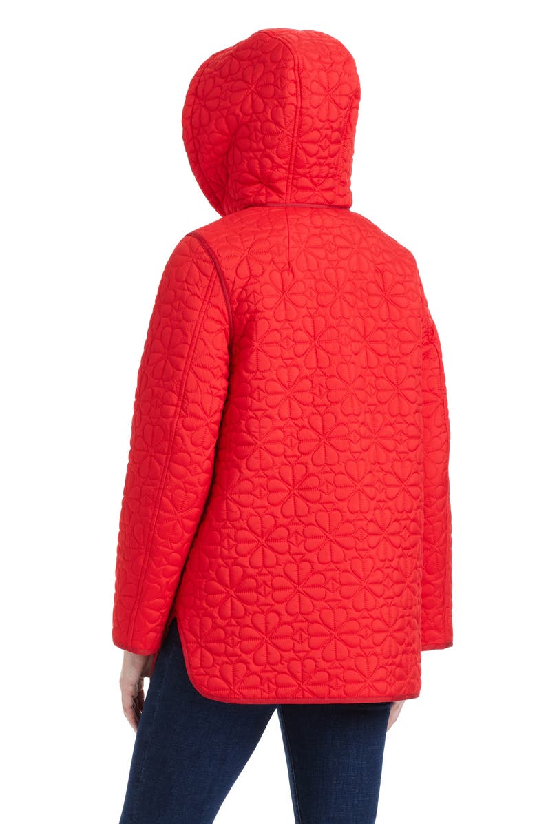 Kate Spade New York spade floral quilted a-line jacket, Alternate, color, Classic Red