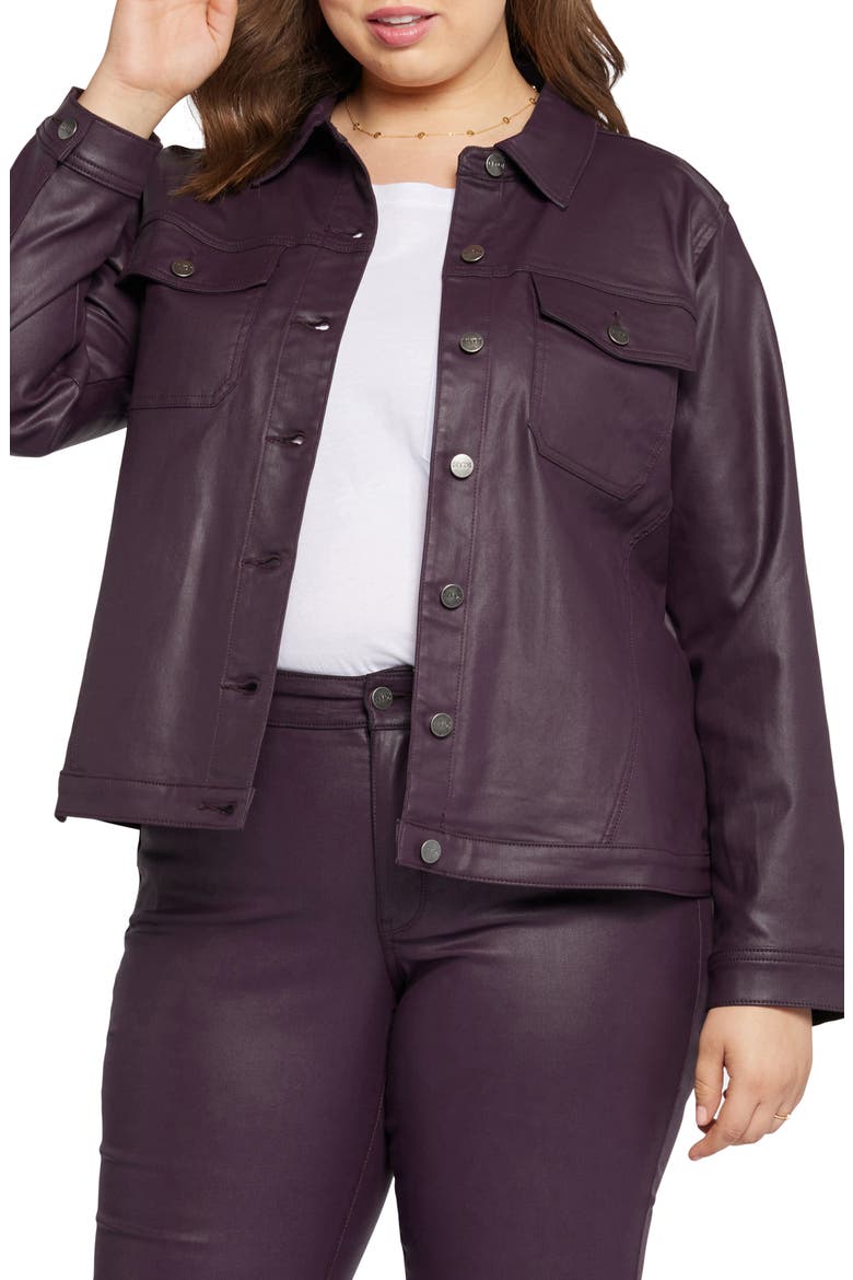 Coated Stretch Denim Jacket, Main, color, EGGPLANT COATED