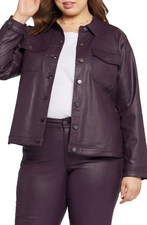 Coated Stretch Denim Jacket (Plus Size)