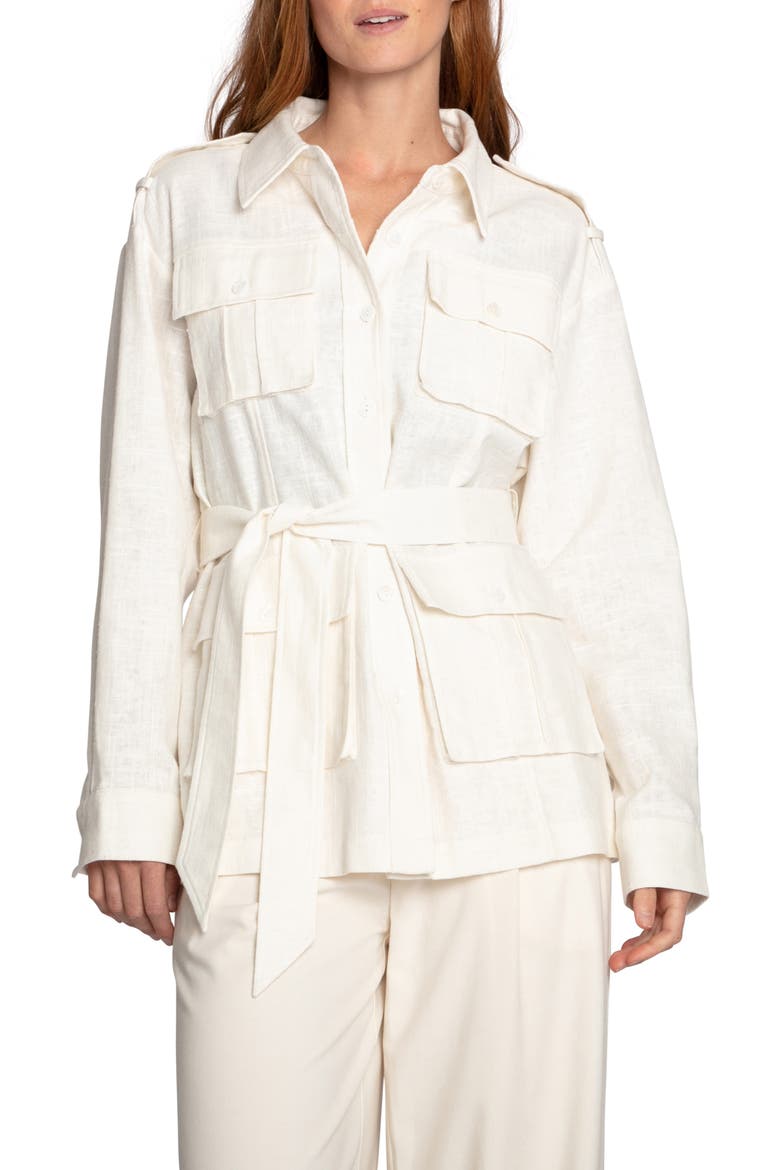 Still Storm Belted Cotton & Linen Jacket, Main, color, CREAM
