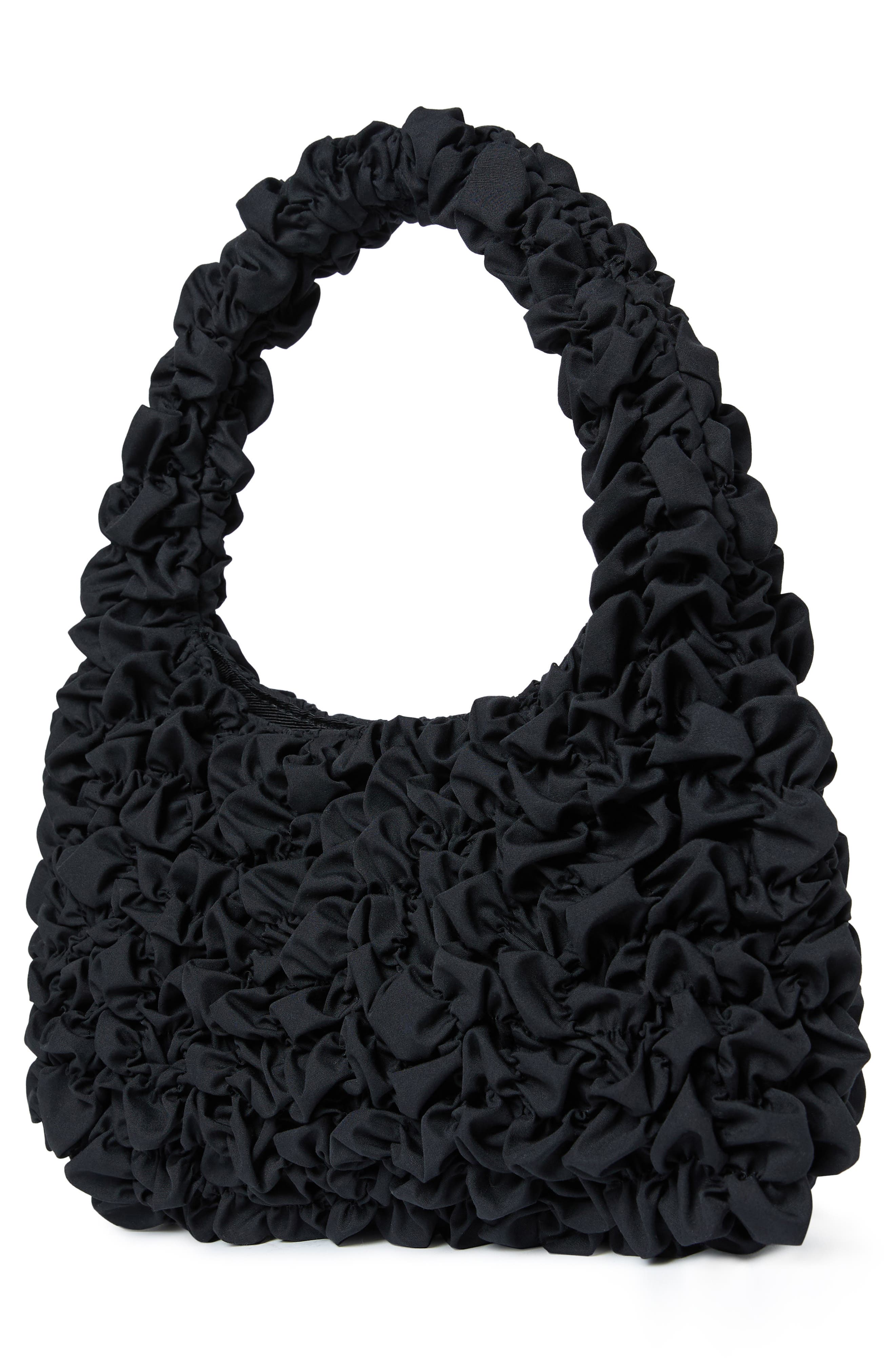 Loeffler Randall Smocked Mini Shoulder Bag, Alternate, color, Black