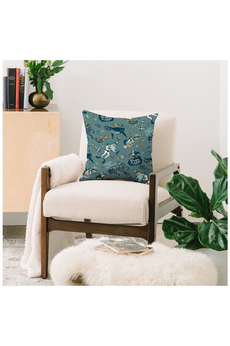 Ocean Pattern Square Throw Pillow, Alternate, color, GREEN
