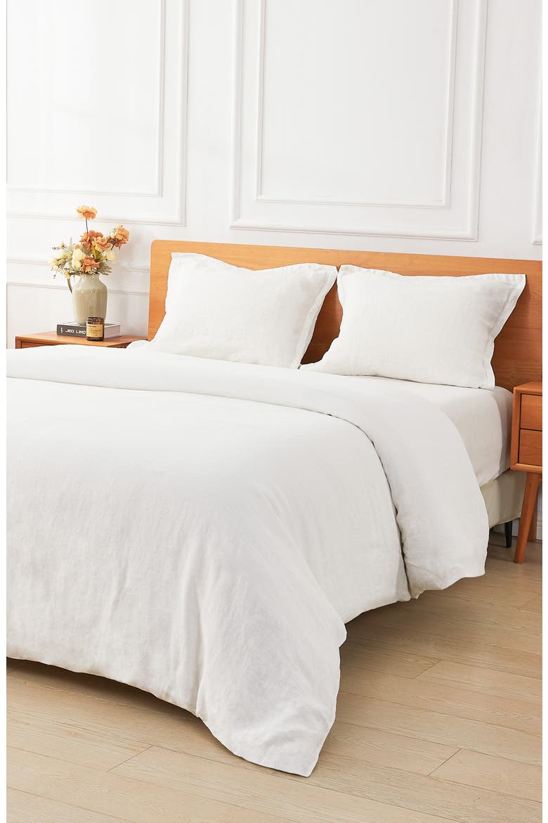 Linen Duvet Set, Alternate, color, WHITE