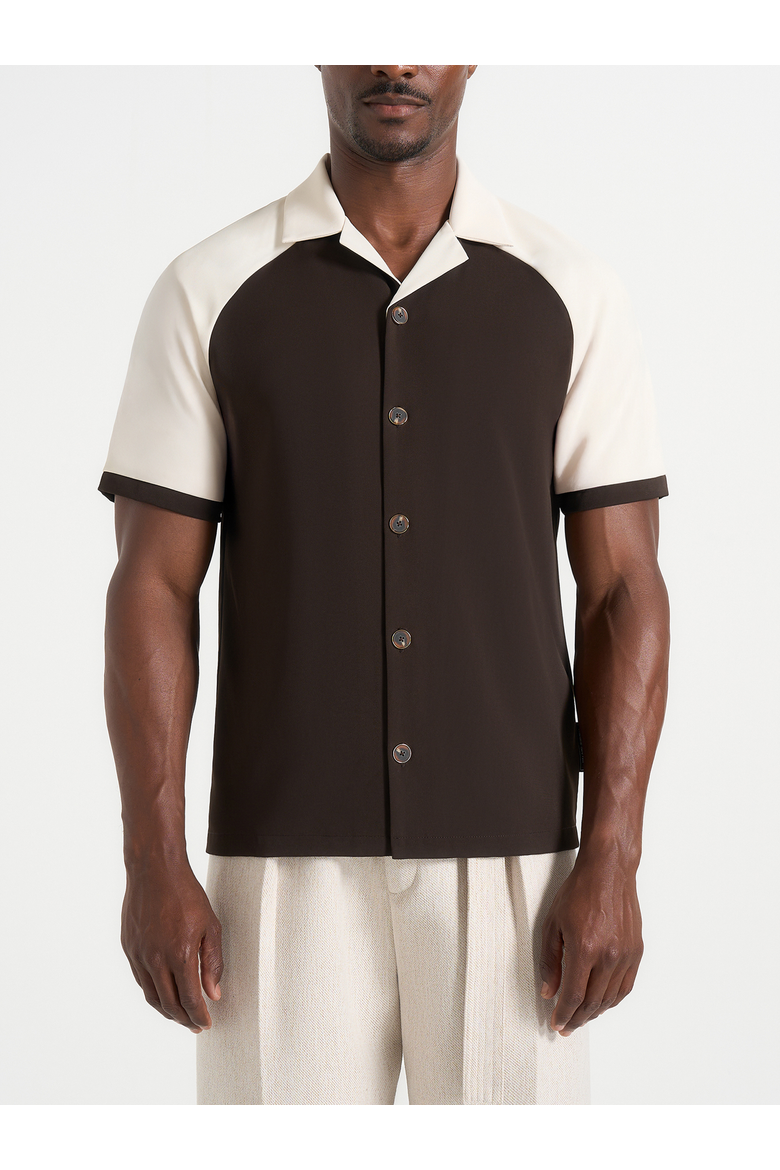 Salim Contrast Raglan Shirt, Alternate, color, Brown/Cream