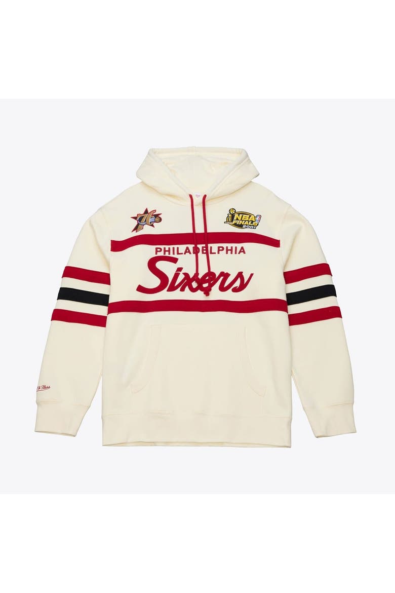 Men's Mitchell & Ness Cream Philadelphia 76ers Hardwood Classics 76 Originals Collection Head Coach Hoodie, Main, color, Cream
