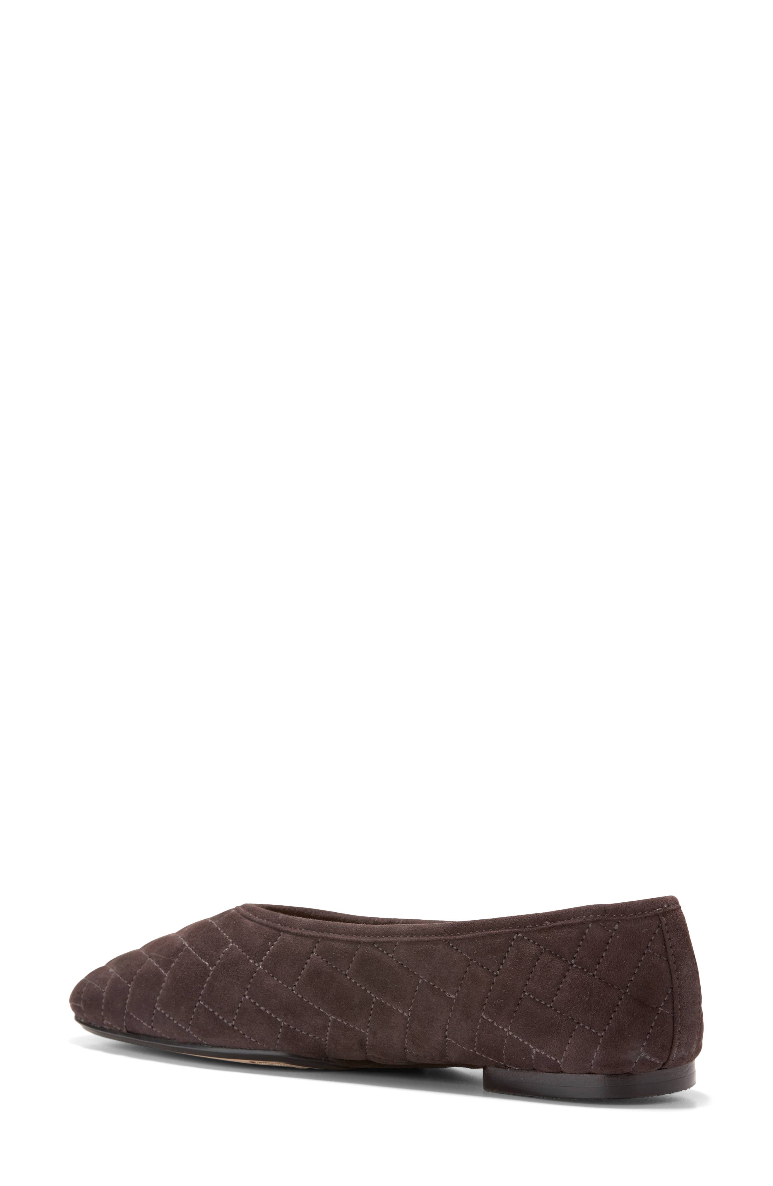 Jasleen Quilted Ballet Flat, Alternate, color, DARK CHOCOLATE QUILTED SUEDE