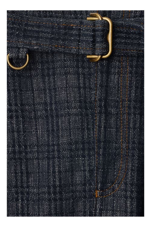 Shop Burberry High Rise Wide Check Denim Jeans