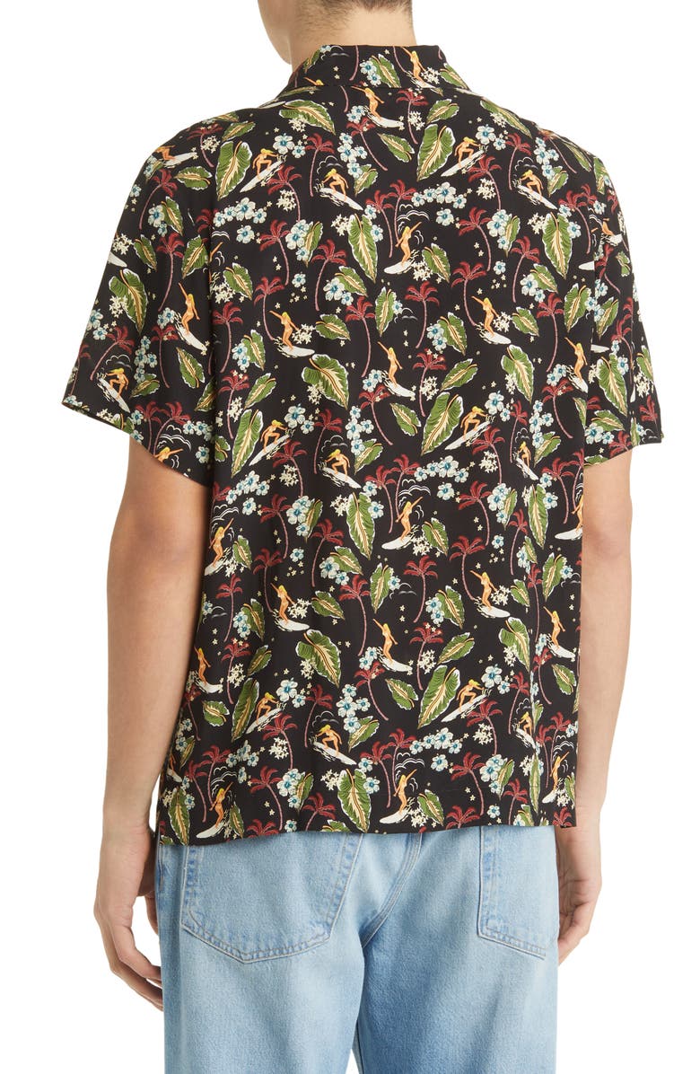 A.P.C. Lloyd Floral Short Sleeve Button-Up Camp Shirt, Alternate, color, 