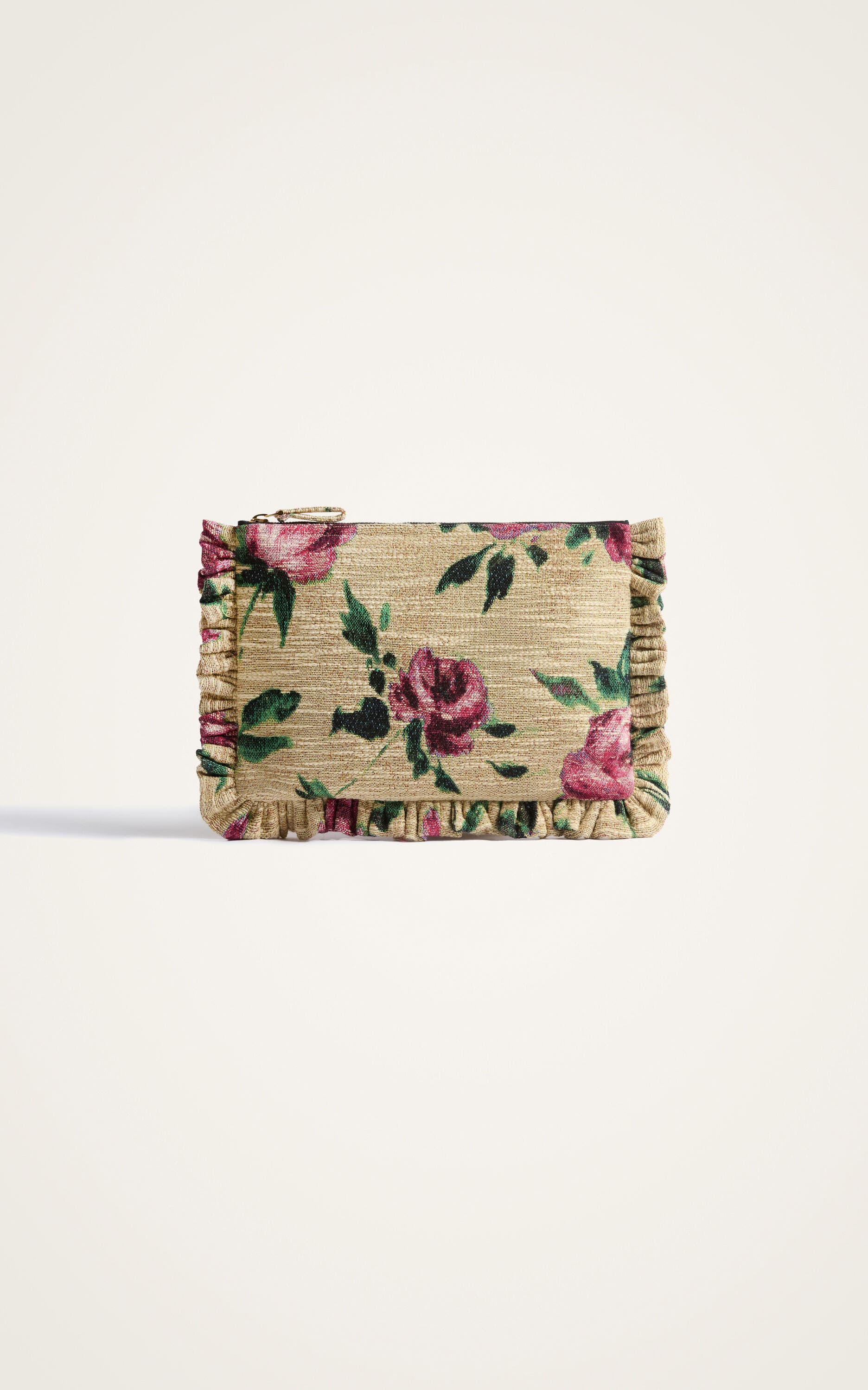 La DoubleJ Hand Pochette, Alternate, color, Roses Light Beige