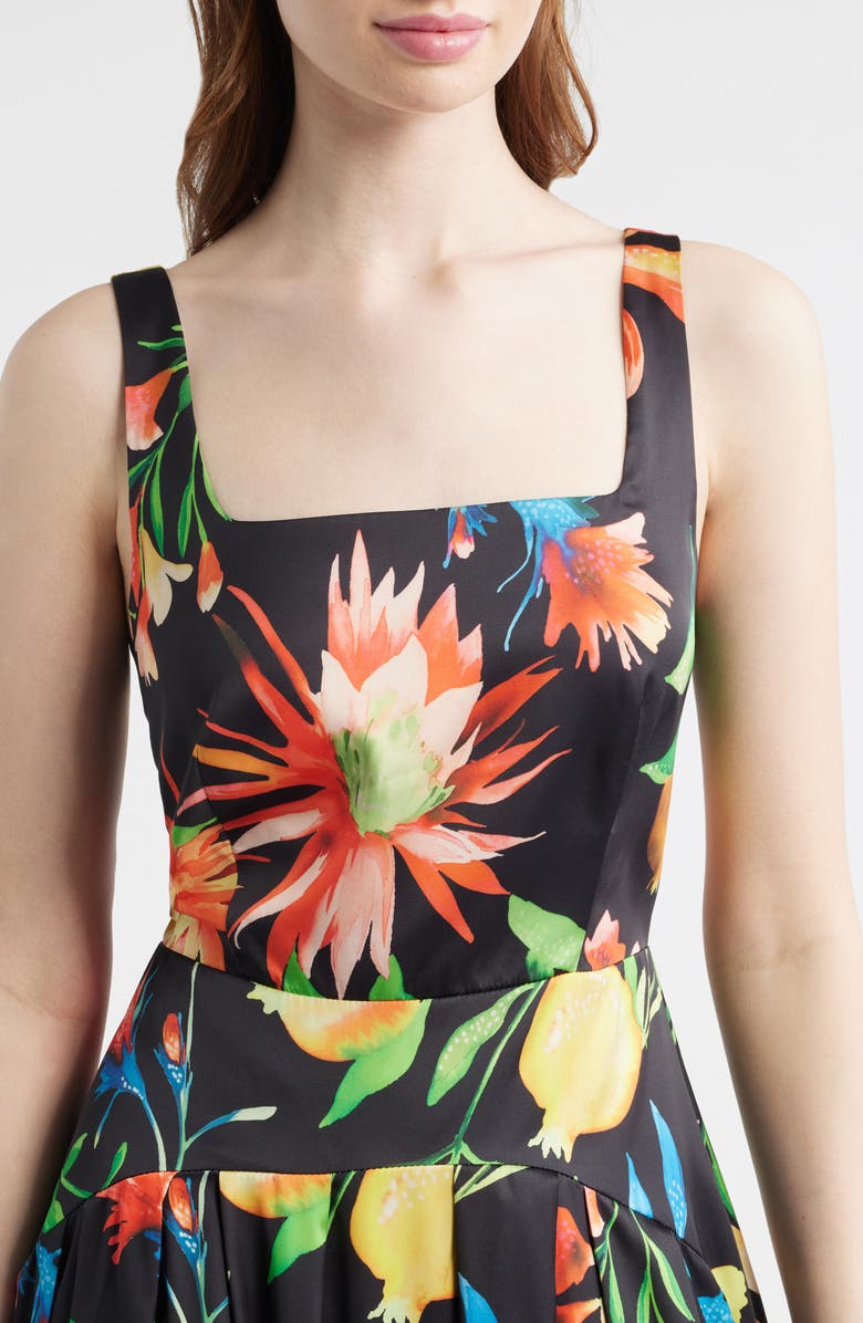 CIEBON Juno Floral Print Midi Dress, Alternate, color, Black Multi