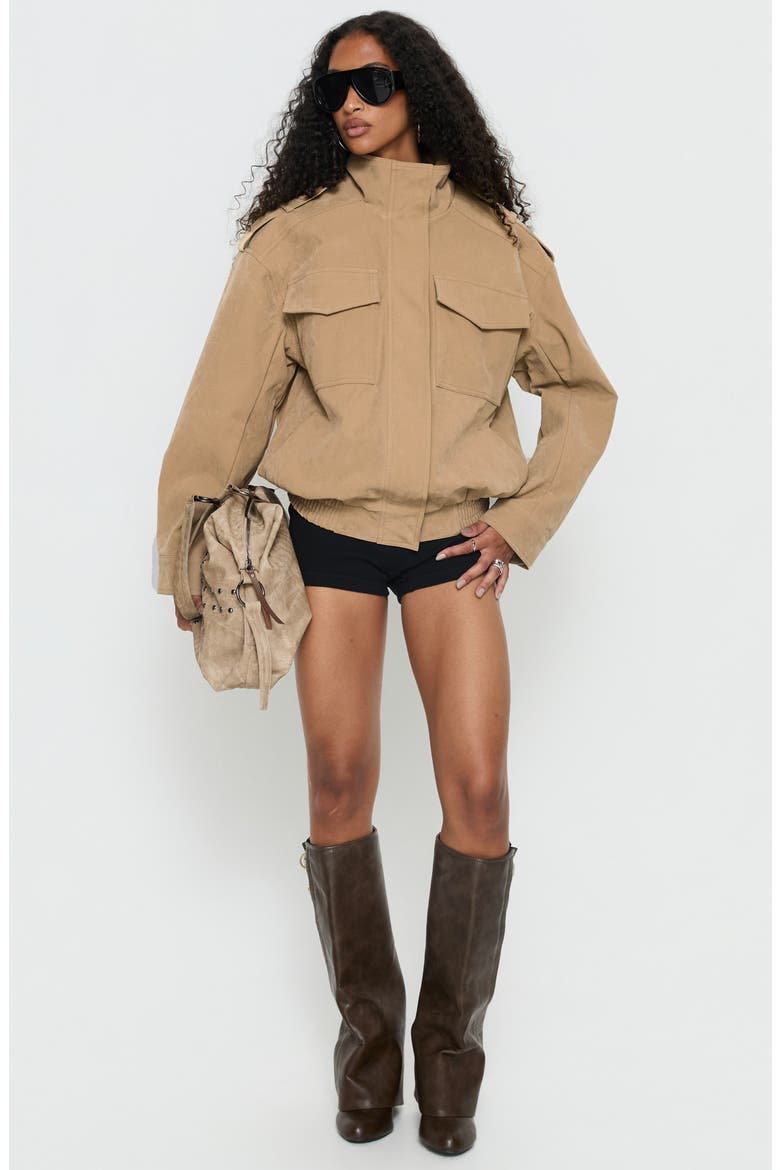 Double Life Funnel Neck Cargo Jacket, Alternate, color, BEIGE