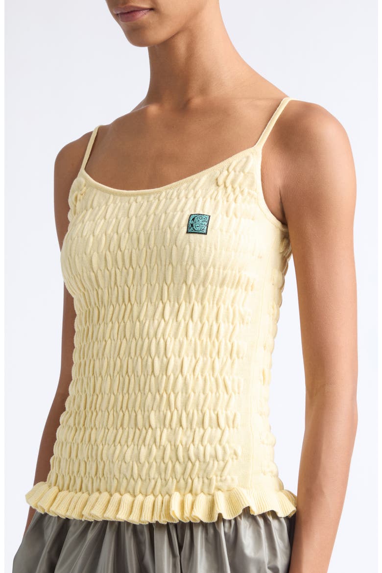 The Shirred Knit Cotton & Cashmere Camisole, Alternate, color, LEMON