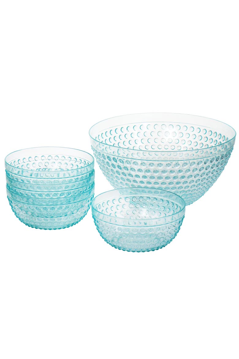 Plastic Bowl Set with Serving Bowl, Main, color, Crystal Blue
