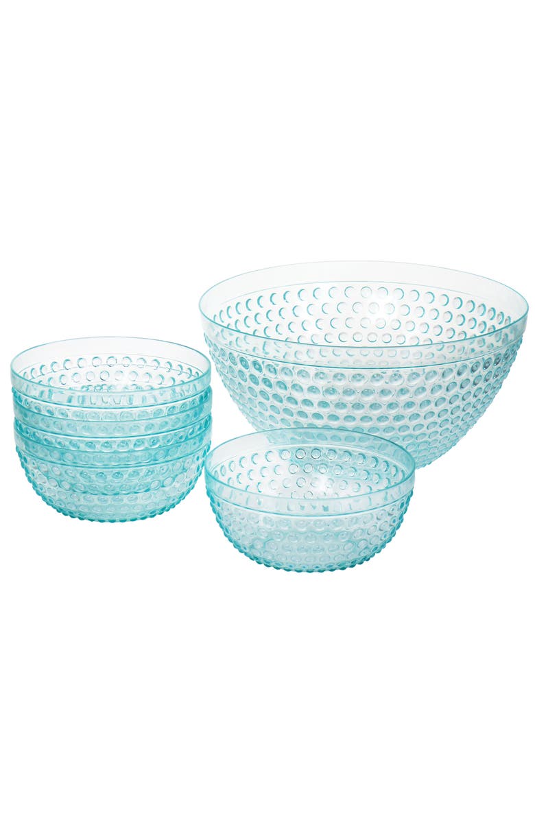 Gibson Home Plastic Bowl Set with Serving Bowl, Main, color, Crystal Blue