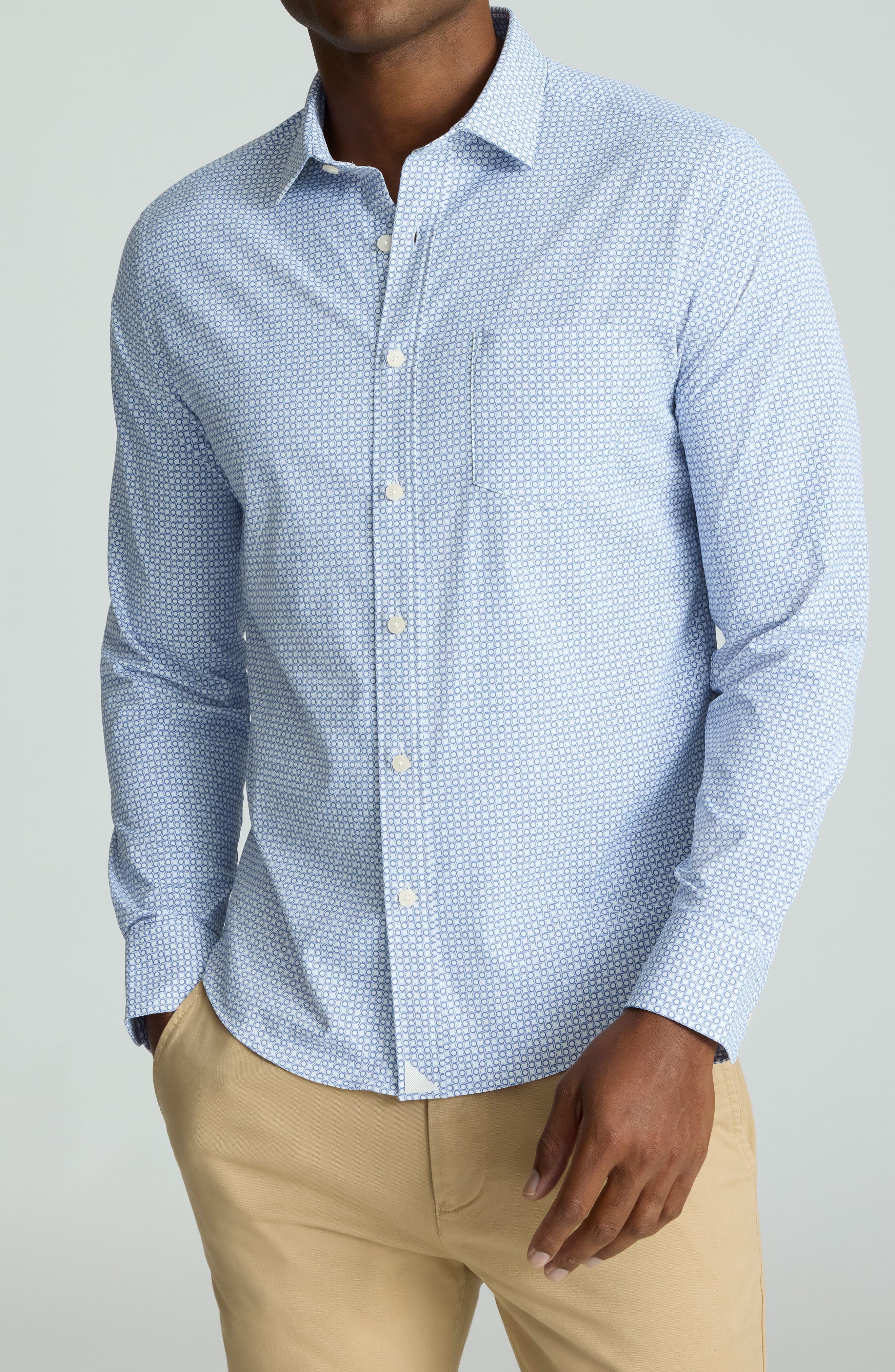 Richette Medallion Print Performance Button-Up Shirt
