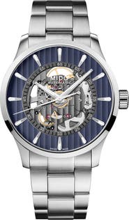MIDO Multifort Skeleton Vertigo Blue Automatic Bracelet Watch, 42mm