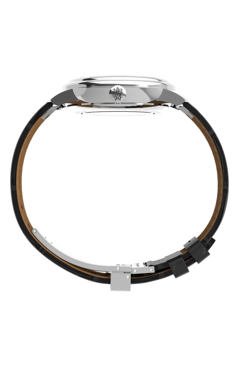 Timex<sup>®</sup> Waterbury Metropolitan Automatic Leather Strap Watch, 41mm, Alternate, color, Black