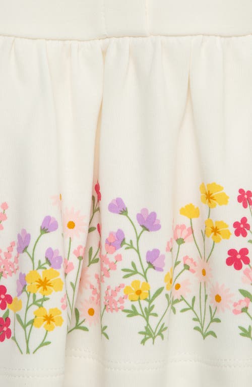Little Me Floral Border Print Top, Leggings & Headband Set In White