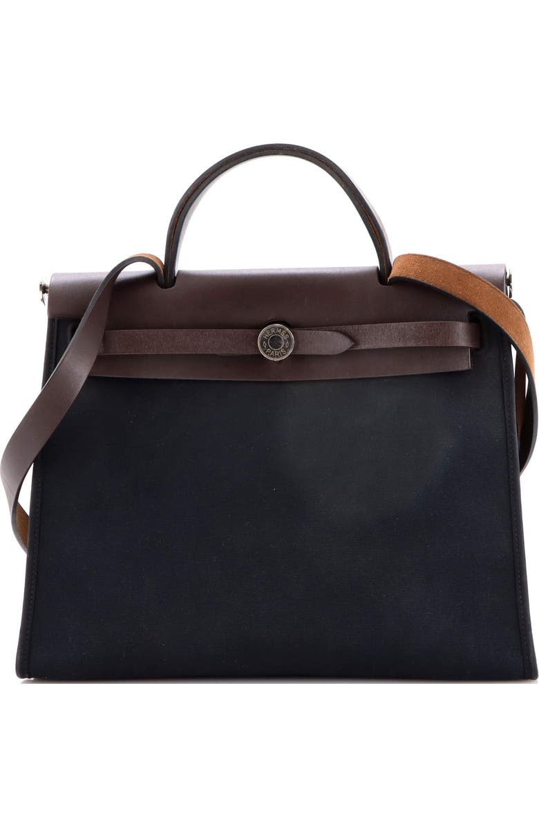 Pre-Owned Hermes Herbag Zip Leather and Toile 31, Main, color, Noir