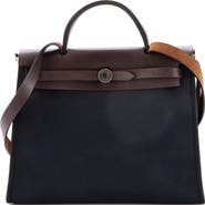 Pre-Owned Hermes Herbag Zip Leather and Toile 31
