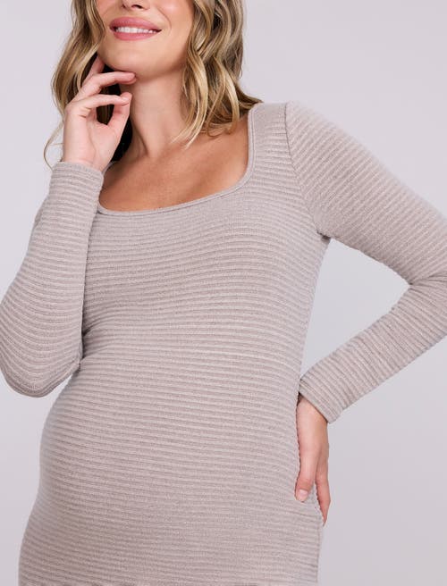 Motherhood Maternity Square Neck Rib Knit Long Sleeve Bodycon Maxi Dress In Neutral