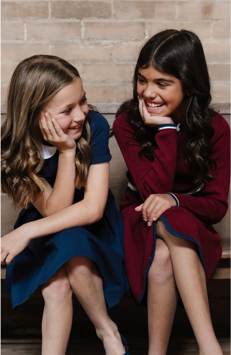 Hope & Henry Girls' Pleated Ponte Dress with Collar, Toddler, Alternate, color, 