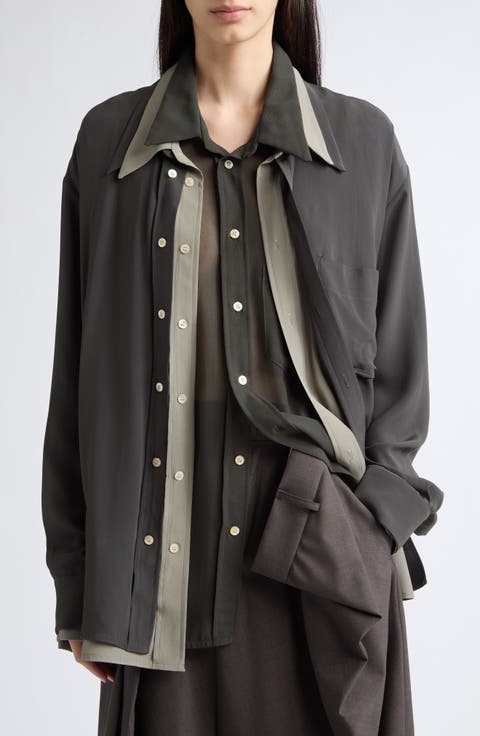 Georgette Triple Layered Look Button-Up Shirt