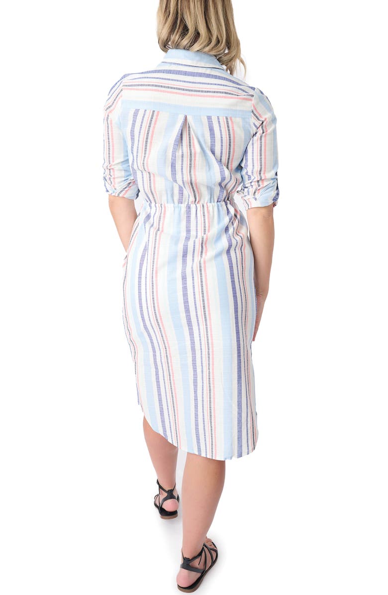 GIBSONLOOK Stripe Long Sleeve Midi Shirtdress, Alternate, color, Multi Str