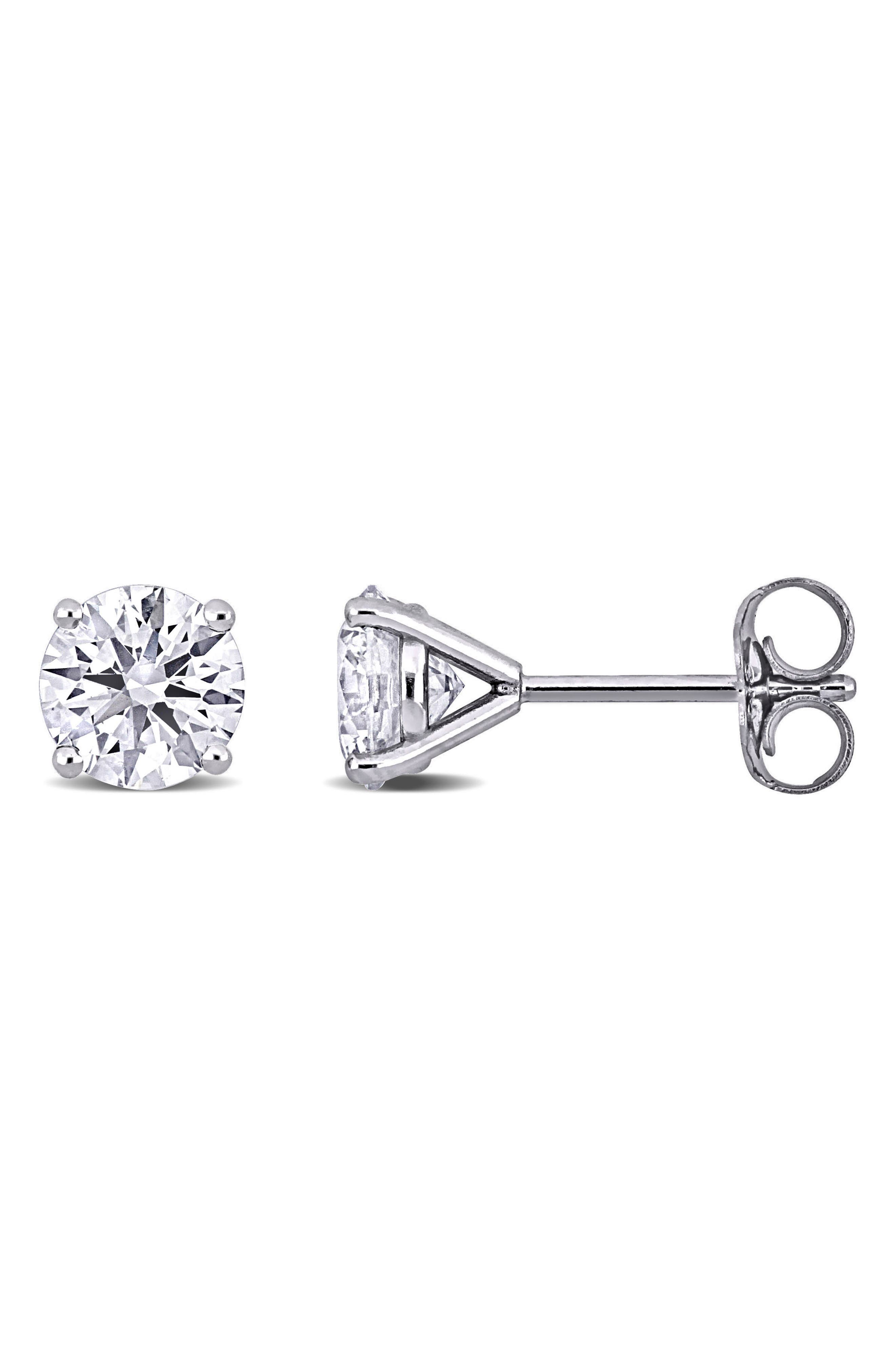 Created Forever 14K White Gold Round Lab Grown Diamond Stud Earrings