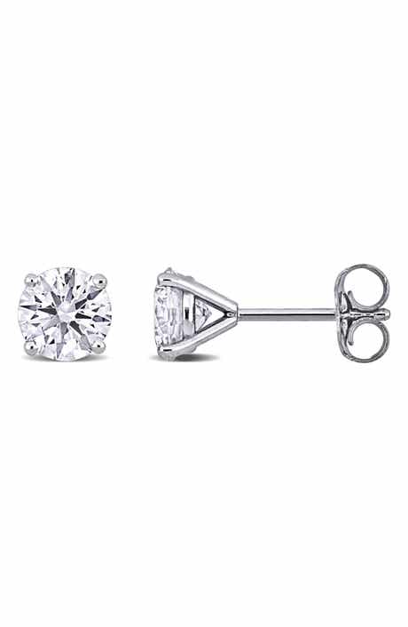 Created Forever 14K White Gold Round Lab Grown Diamond Stud Earrings