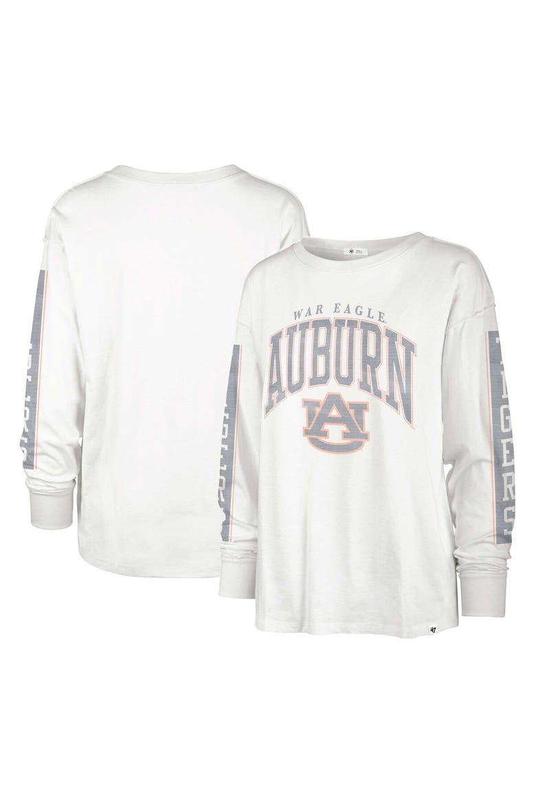 Women's '47 Cream Auburn Tigers Statement SOA 3-Hit Long Sleeve T-Shirt, Main, color, White