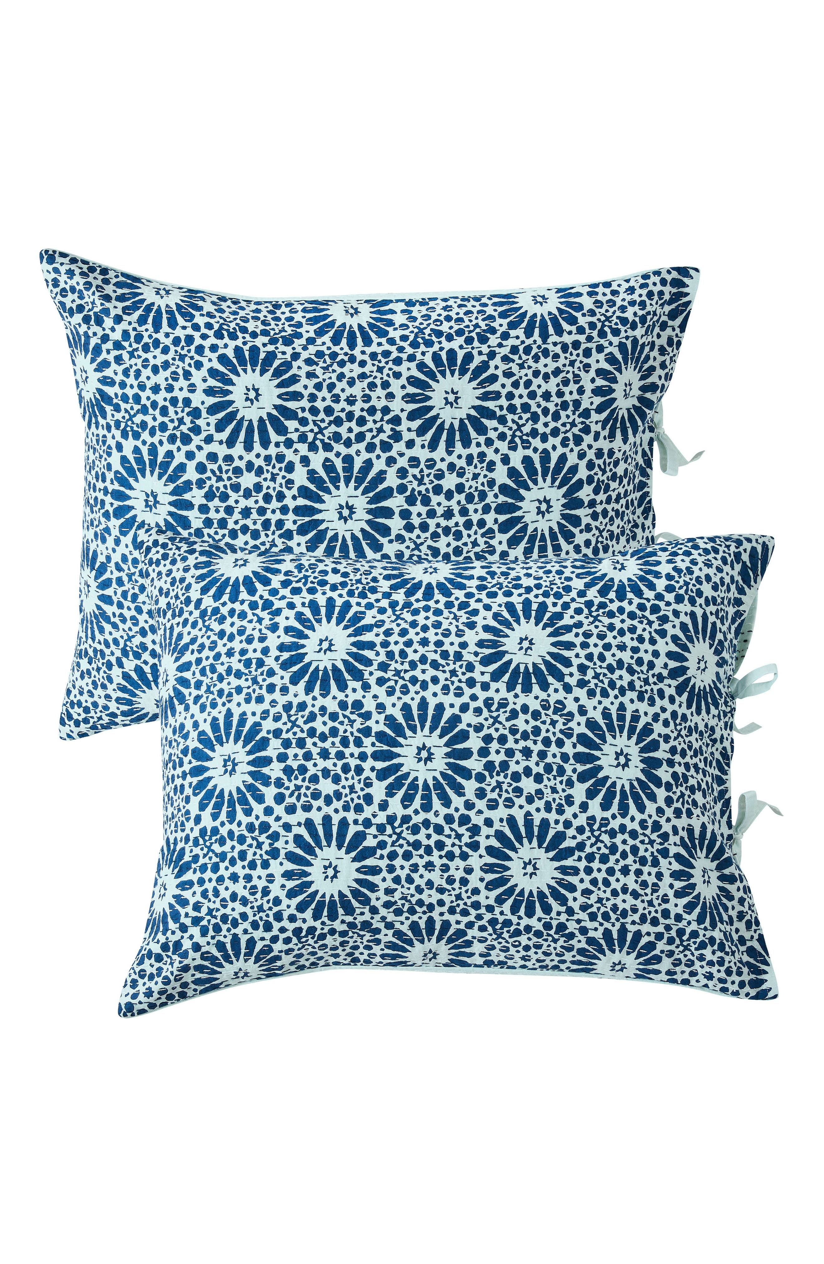 MELANGE HOME Flower Burst Handstitched Kantha Set of 2 Cotton Shams