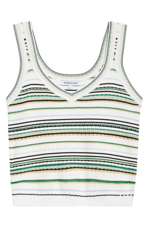 Veronica Beard Carlin Striped Ribbed-knit Tank In Green