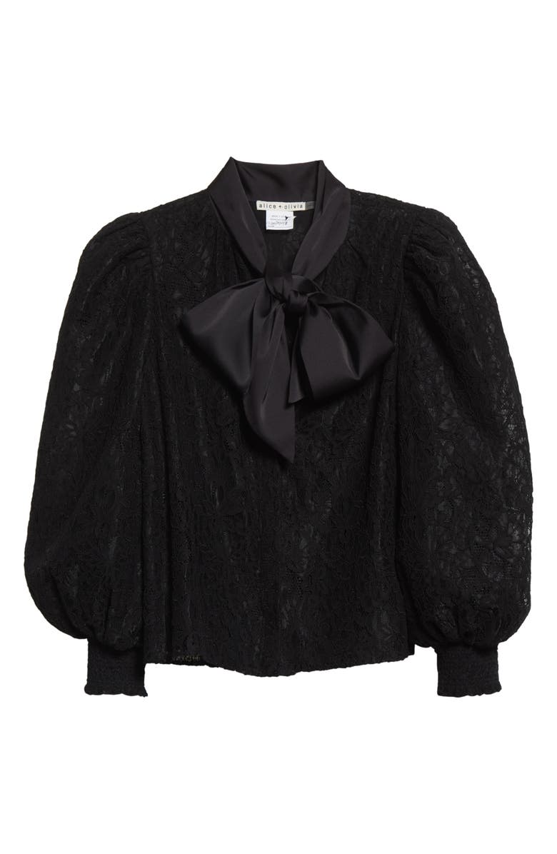 Alice + Olivia Brentley Tie Neck Lace Blouse, Alternate, color,