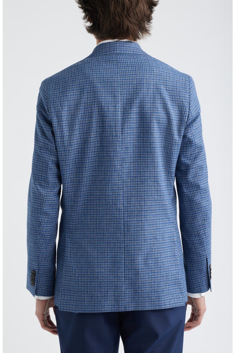 Hampton Blue Plaid Knit Linen & Cotton Blend Sport Coat, Alternate, color, BLUE