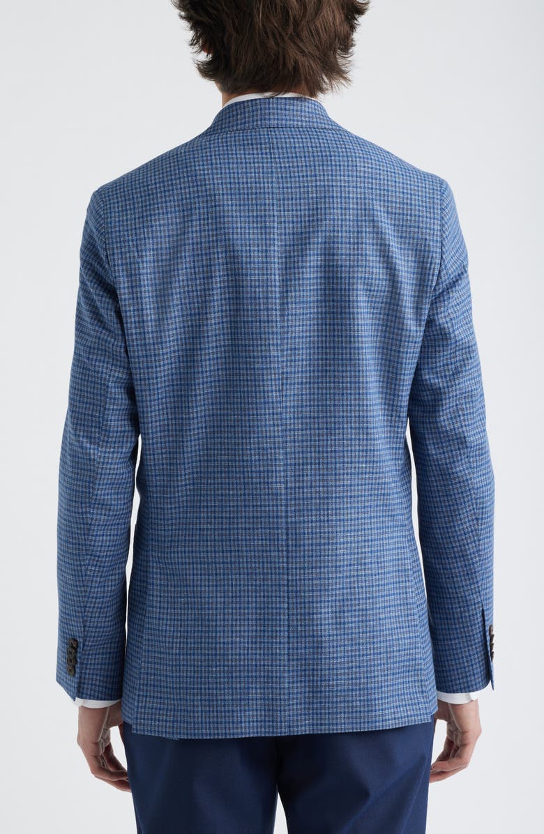 Jack Victor Hampton Blue Plaid Knit Linen & Cotton Blend Sport Coat, Alternate, color, Blue
