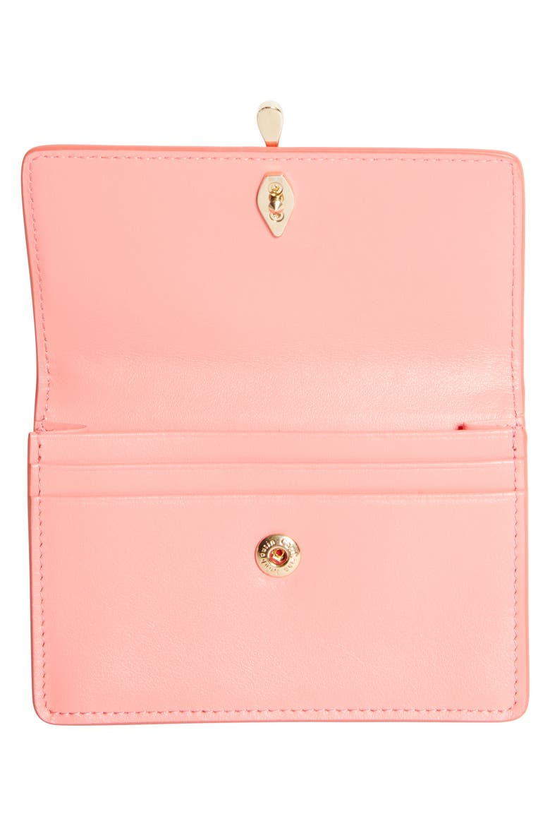 Bettina Leather Business Card Holder, Alternate, color, GRAPEFRUIT/ GOLD