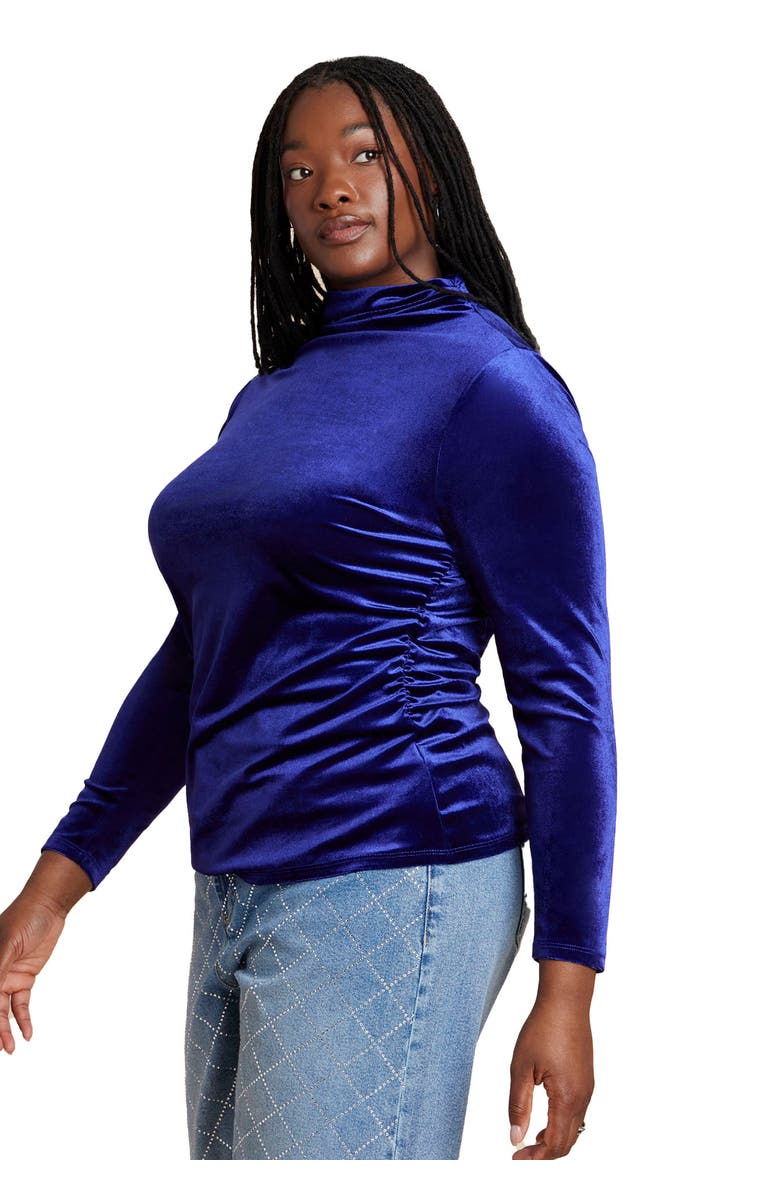 ELOQUII Velvet Mockneck Top, Main, color, Mystic Purple