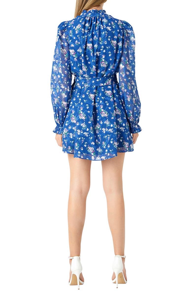 Endless Rose Floral Long Sleeve Chiffon Minidress, Alternate, color,