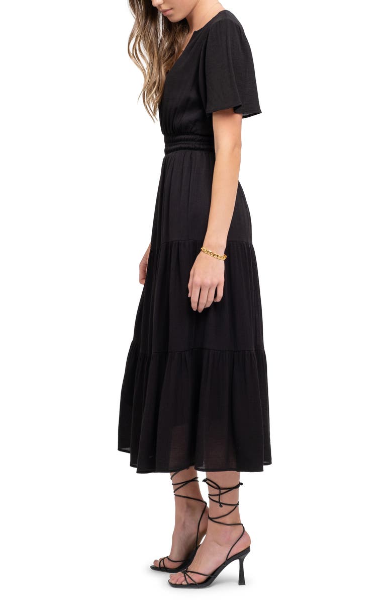 AUGUST SKY Split Neck Tiered Midi Dress, Alternate, color, 