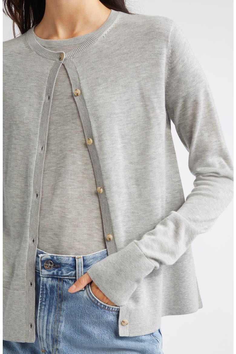 Fine Knit Cardigan, Alternate, color, GREY MELANGE