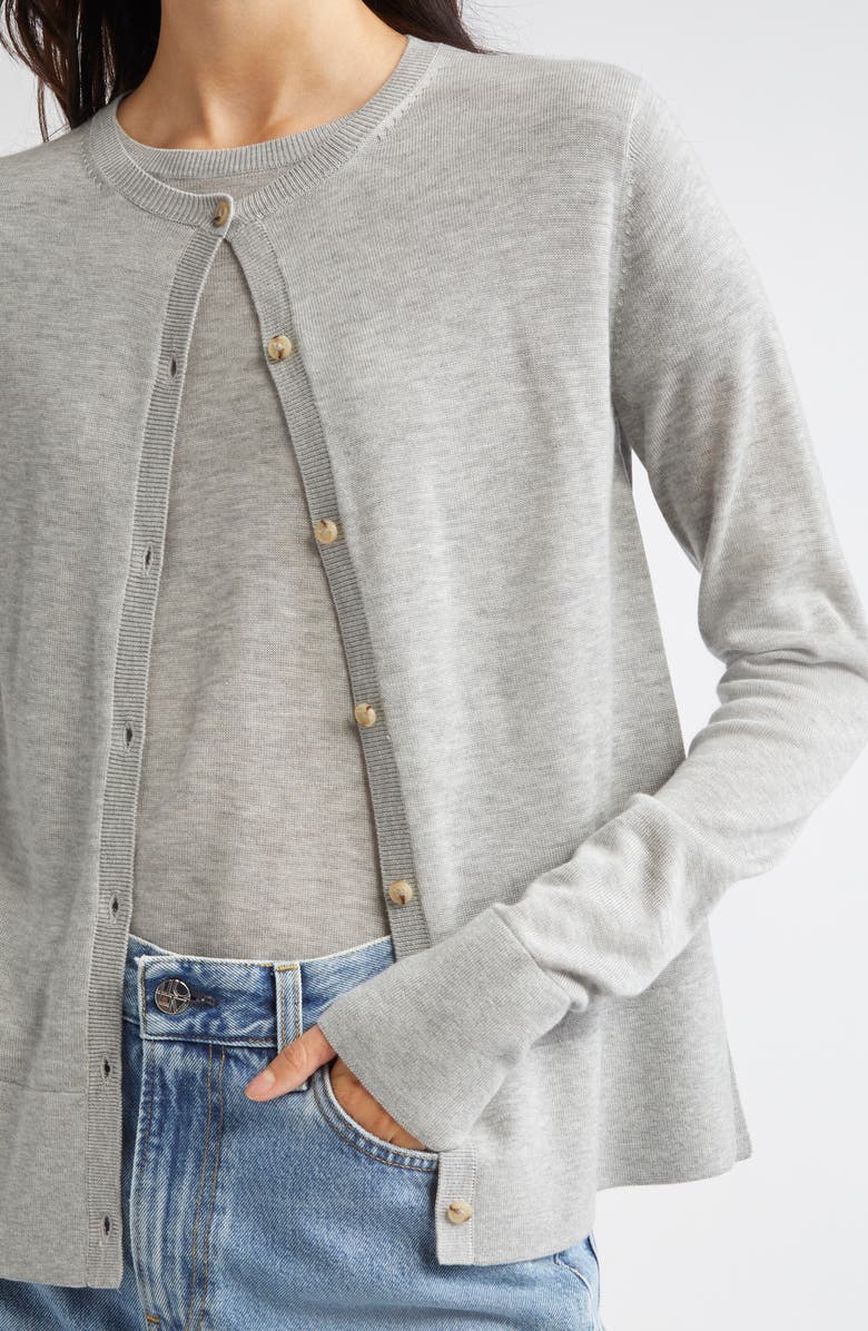TOTEME Fine Knit Cardigan, Alternate, color, Grey Melange