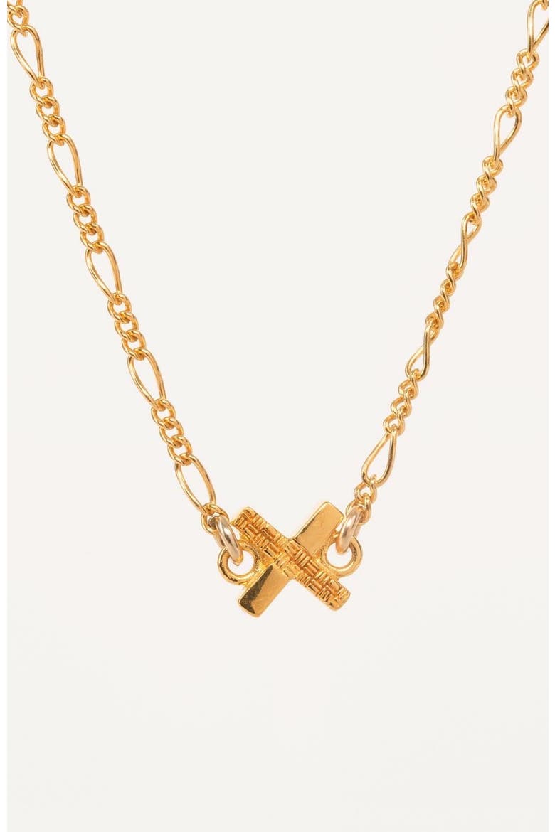 Woven X Charm Necklace, Main, color, Gold