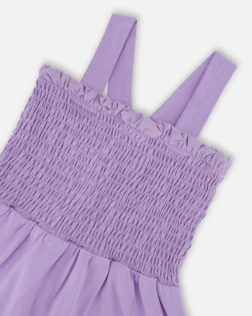 Deux Par Deux Girls' Smocked Organic Cotton Dress With Mesh Frill - Big Kid In Lilac