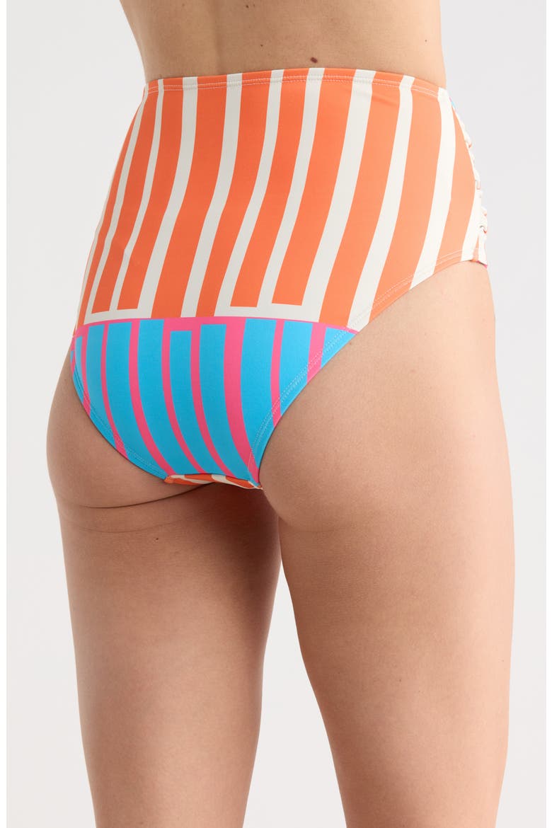 O-Ring High Waist Bikini Bottoms, Alternate, color, FUCHSIA MULTI PLAYFUL STRIPES