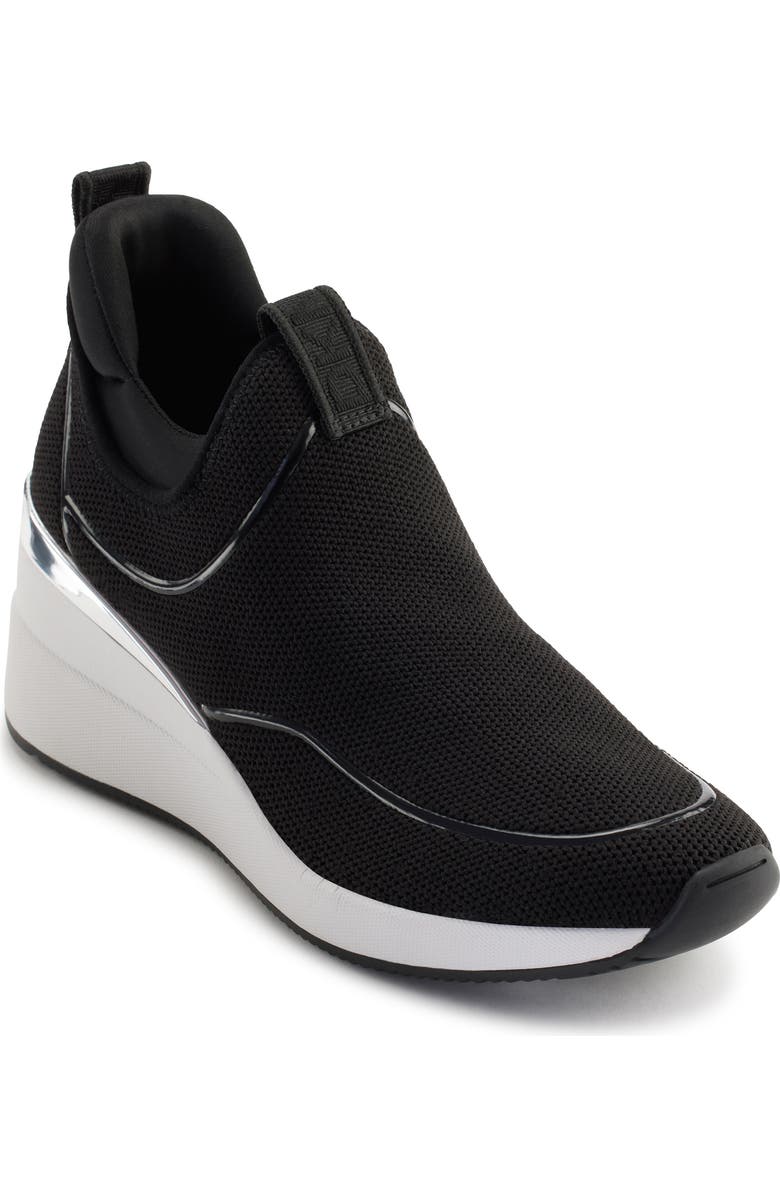 DKNY Pecola Slip-On Wedge Sneaker, Main, color, Black