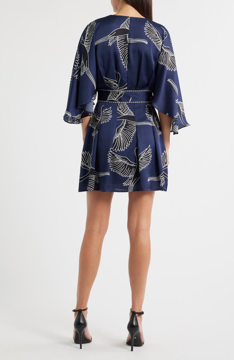CIEBON Avaele Long Sleeve Satin Wrap Dress, Alternate, color, Navy Multi